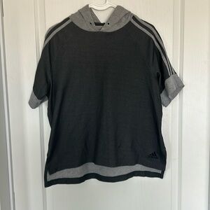Adidas Gray short sleeve hooded shirt size L